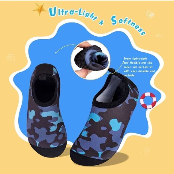 Toddler Blue Camouflage Quick Dry Water Shoes Beach Pool Camping - Picture 6 of 10